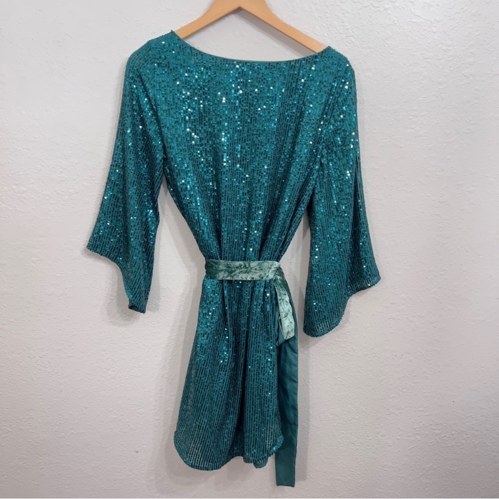 NWT Anthropologie All over sequin green dress size medium size M Christmas dress - Picture 7 of 15